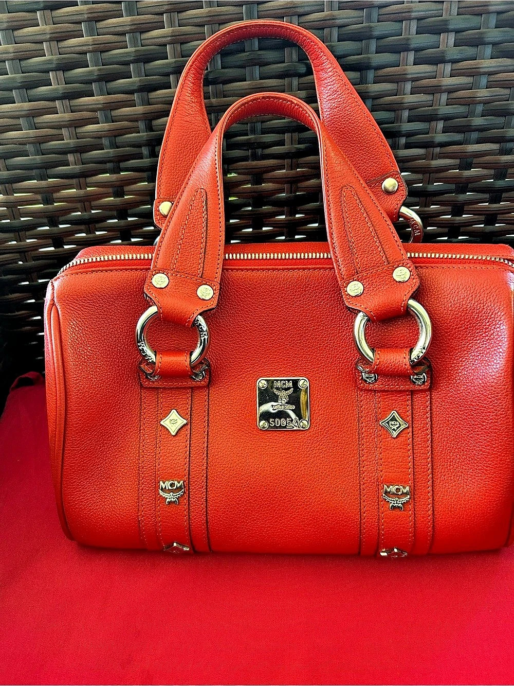 MCM Red Satchel with Matching Wallet - Picture 2 of 11